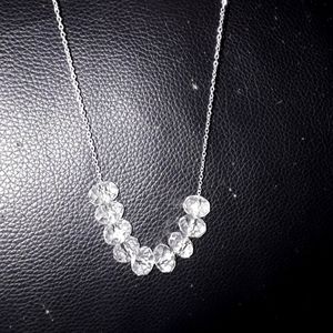 Clear glass crystal bead necklace 18' plus extender (New)